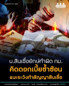 แนะระวัง ทำสัญญา สินเชื่อ พบบ.สินเชื่อยักษ์ทำผิดกม. คิดดอกเบี้ยซ้ำซ้อน